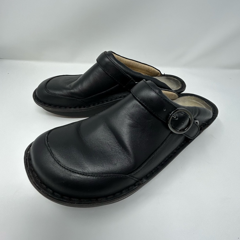 Alegria Seville Black Napa Leather Clogs Womens 41 Slip Resistant SEV-601